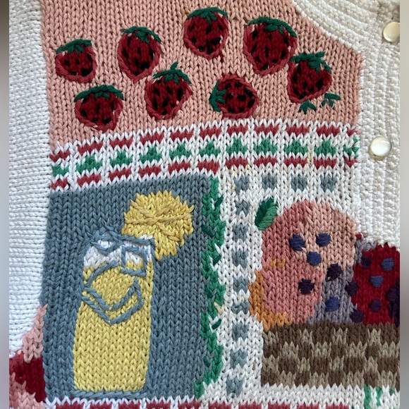 Vintage Orvis Sweets Desserts Fruits Knit Sweater Short Sleeve Grannycore XL - Picture 10 of 14